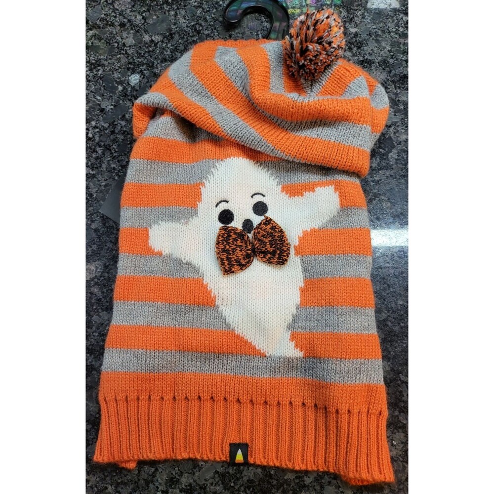 NWT Lick or Treat Ghost Sweater Hoodie Stripes S Small Dog Puppy Pet So Cute!